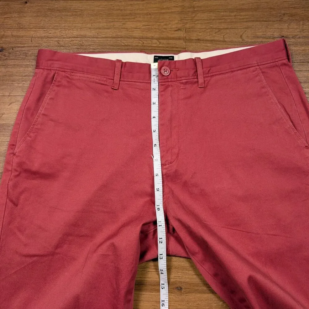 J Crew 770 Chino Pants Mens 34x34(33) Red Stretch Casual Flat Front Straight Leg
